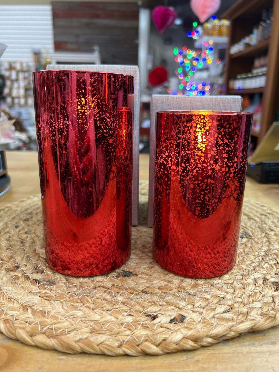 Red Mercury Glass Flameless Candle Red Mercury Glass Flameless Candle
