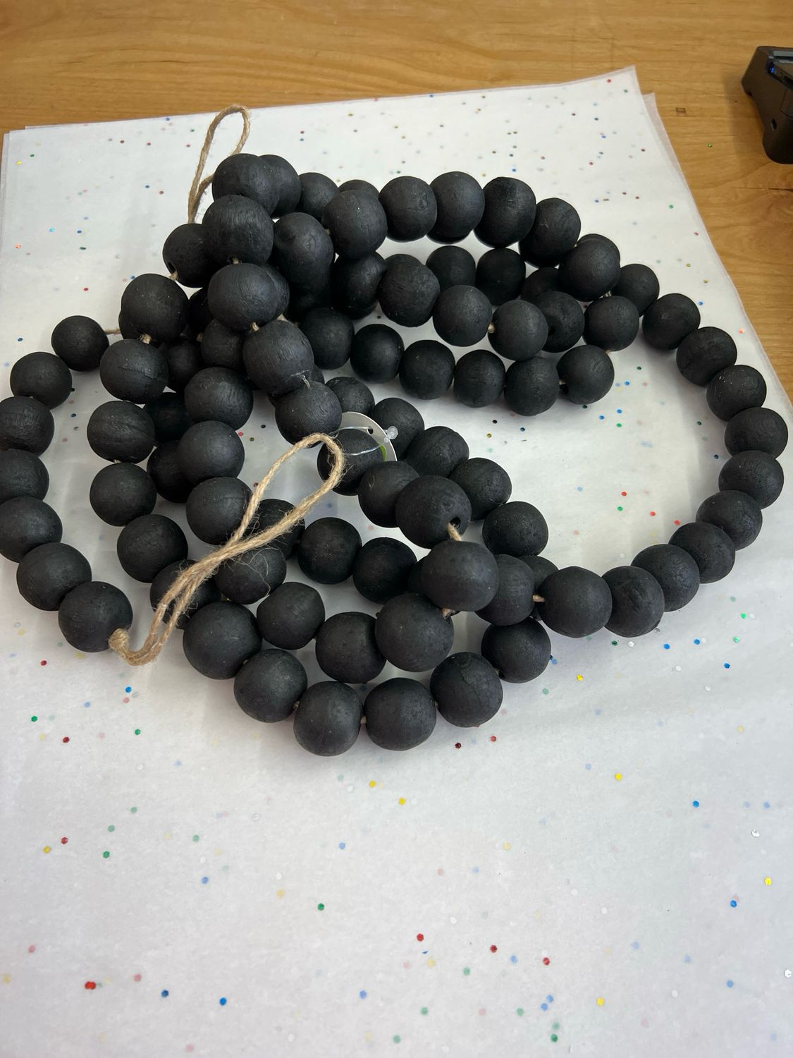 9' Round Black Bead Garland