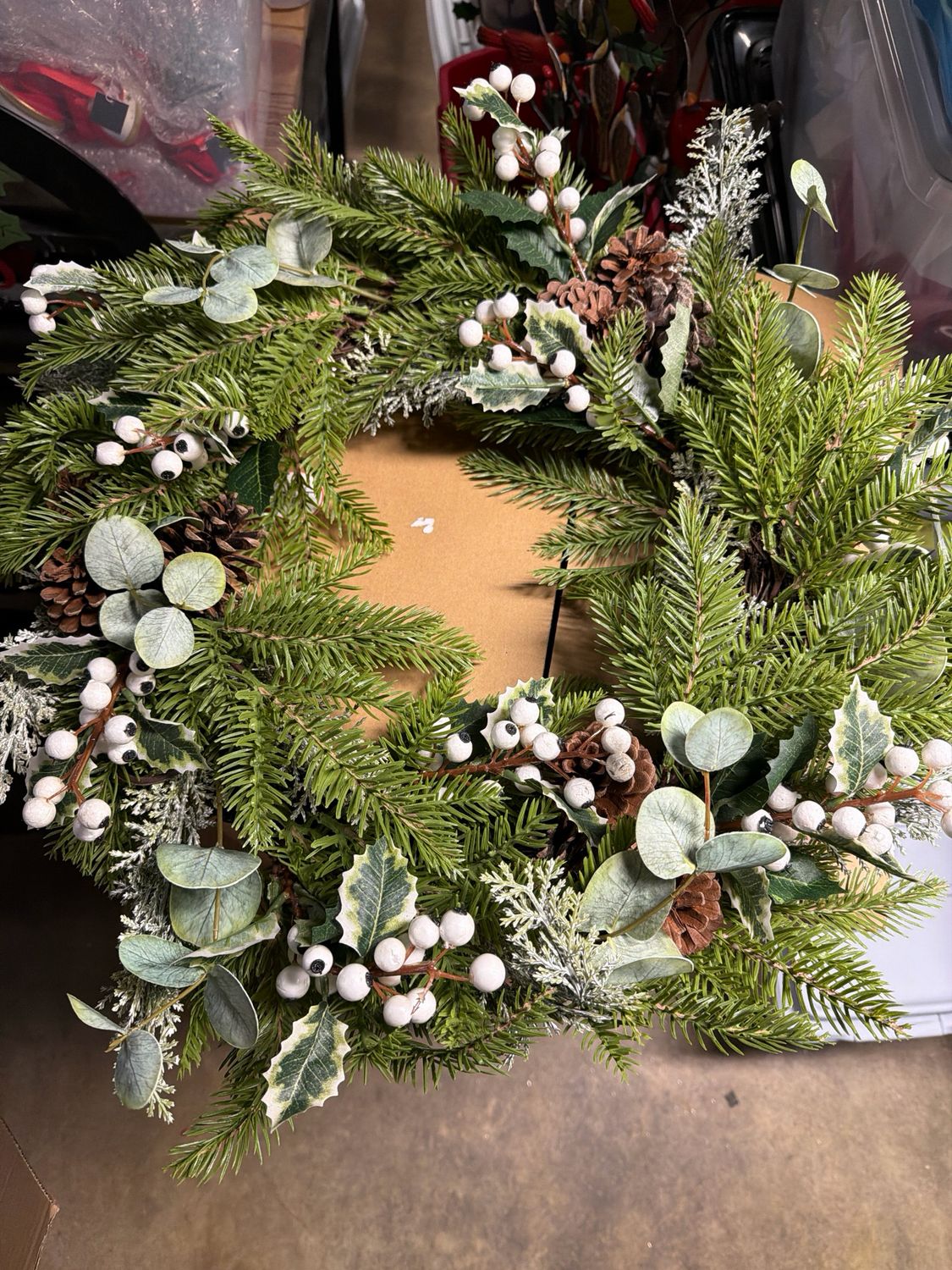 24" Whitewashed Hemlock & Berry Wreath 24" Whitewashed Hemlock & Berry Wreath