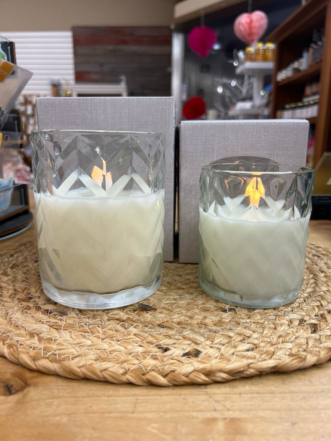 Chevron Glass Flameless Candle Chevron Glass Flameless Candle