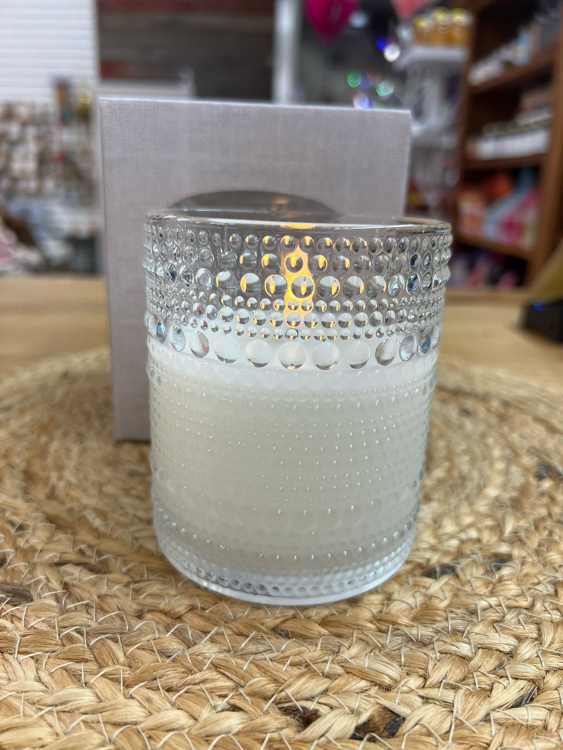 4" Hobnail Glass Flameless Candle