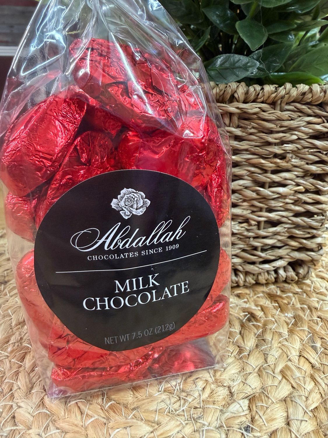 Abdallah 7.5oz Bag Red Foiled Milk Choc Hearts
