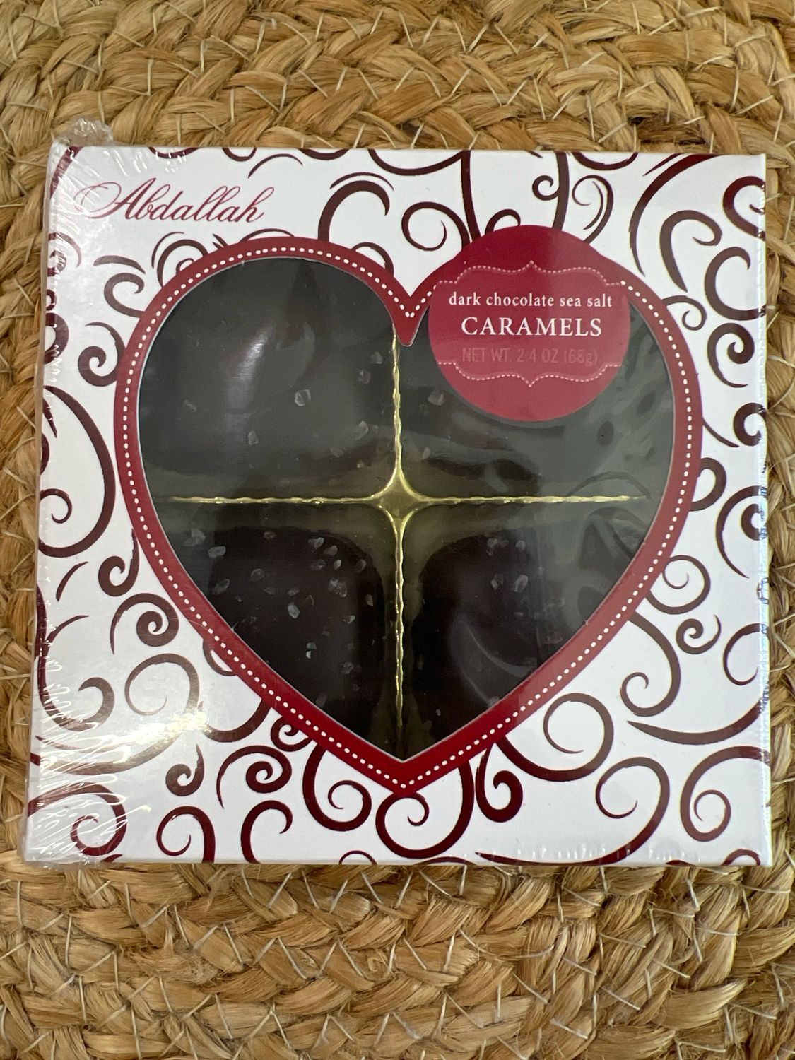 Abdallah 2.4oz Valentine Sea Salt Dark Choc Caramels