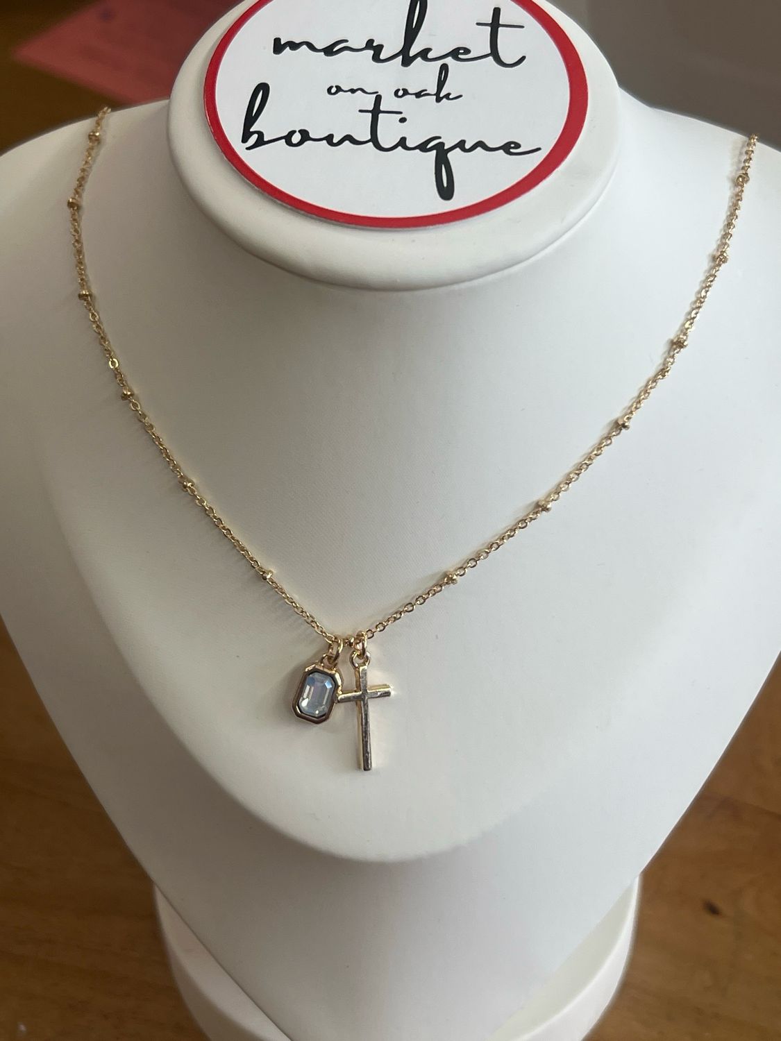Daisy Chain Cross & Rhinestone Necklace Daisy Chain Cross & Rhinestone Necklace