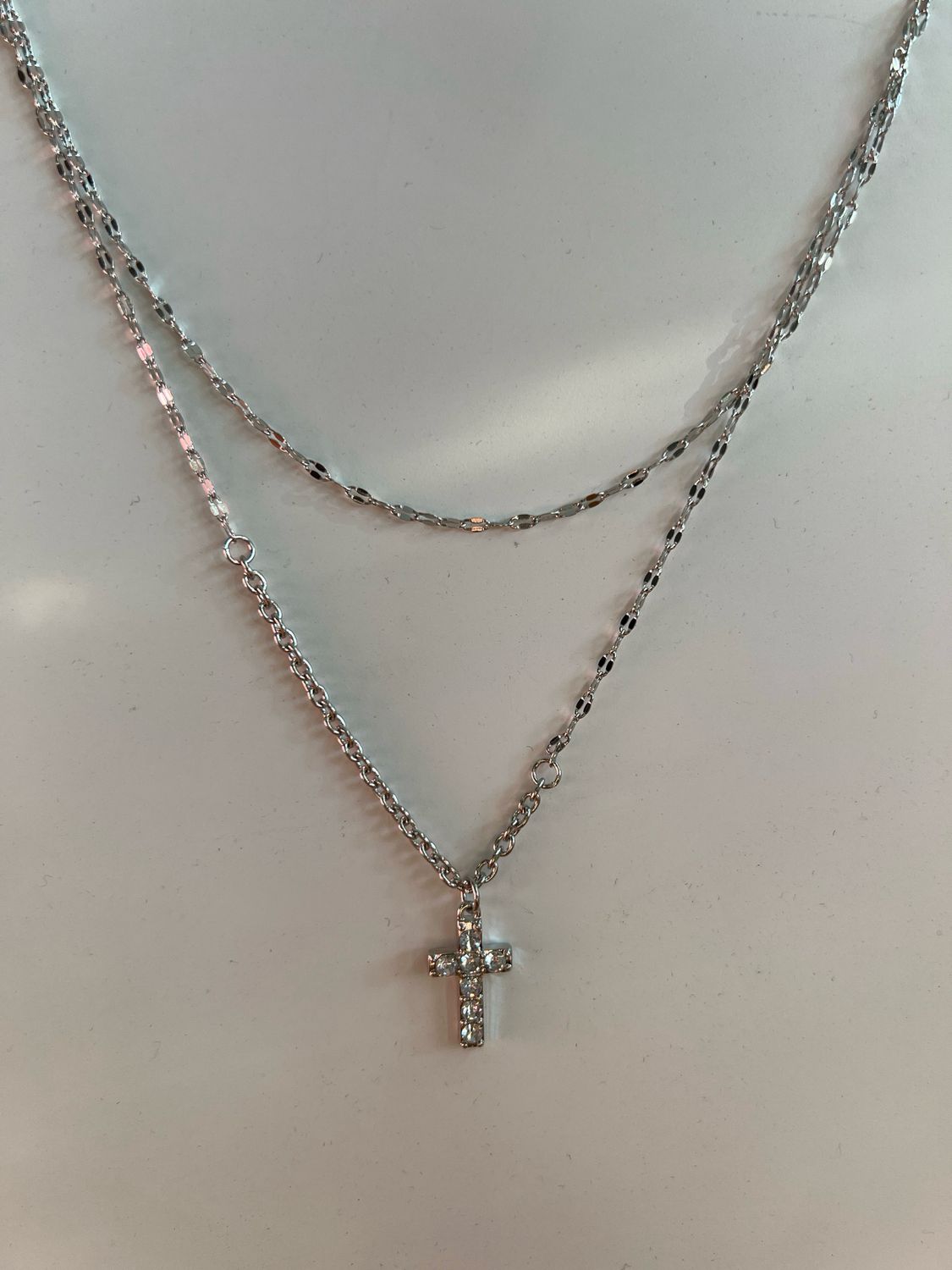 Layered Link Cross Necklace