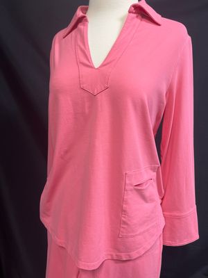 Melon V-Slit Collar Top