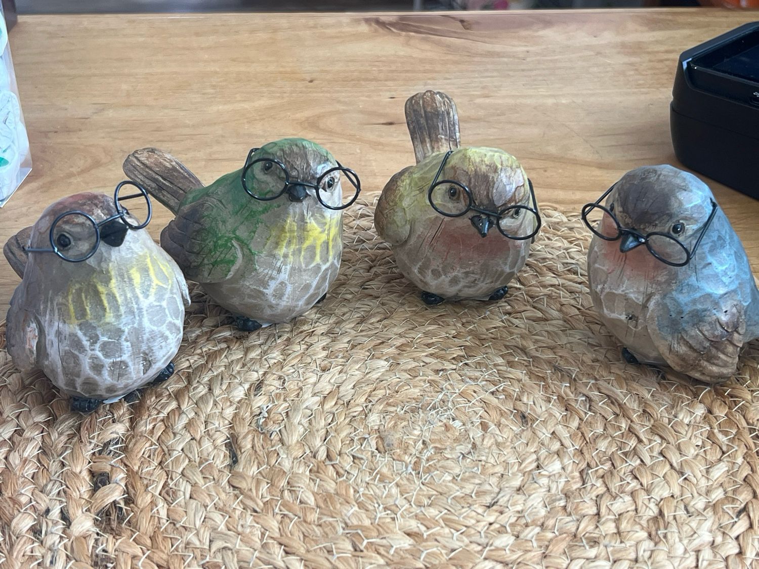 5" Carved Birds w/Glasses