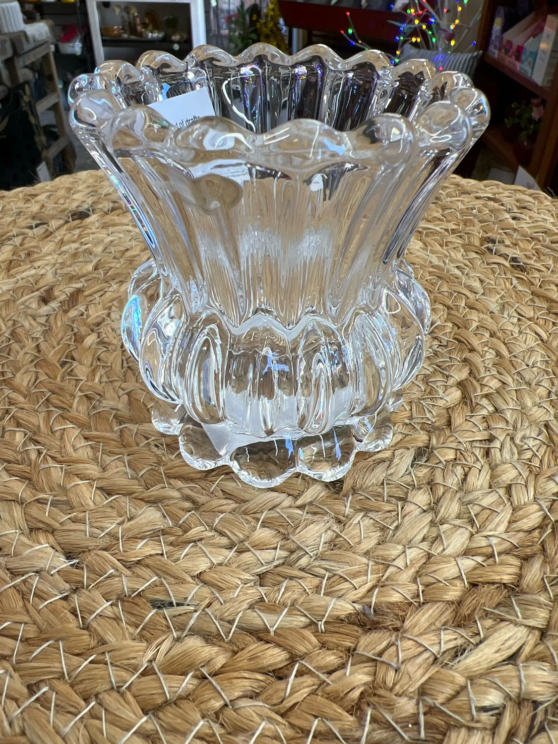 3-1/2" Clear Ruffled Candle Holder