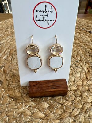 Rhinestone & White Drop Earrings Rhinestone & White Drop Earrings