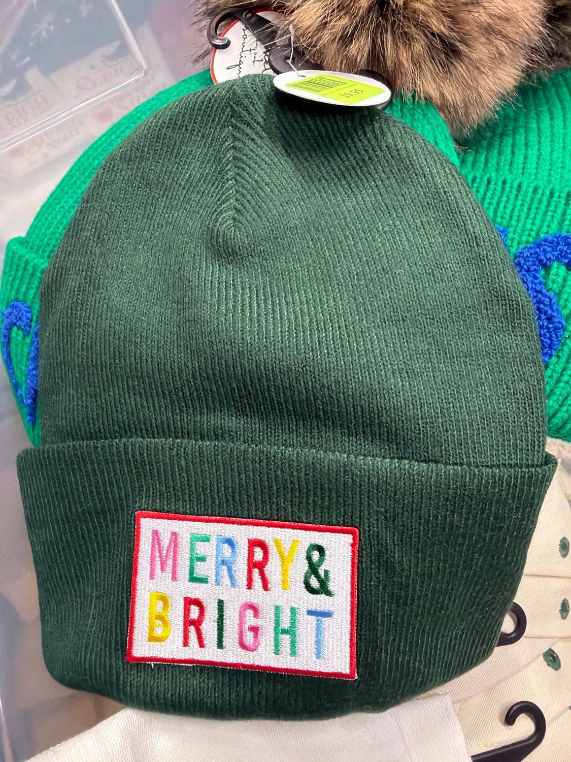 Hunter Green MERRY Patch Beanie Hunter Green MERRY Patch Beanie