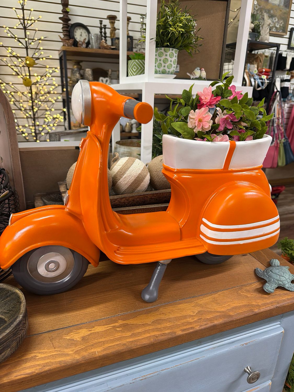 21" Orange Scooter Planter