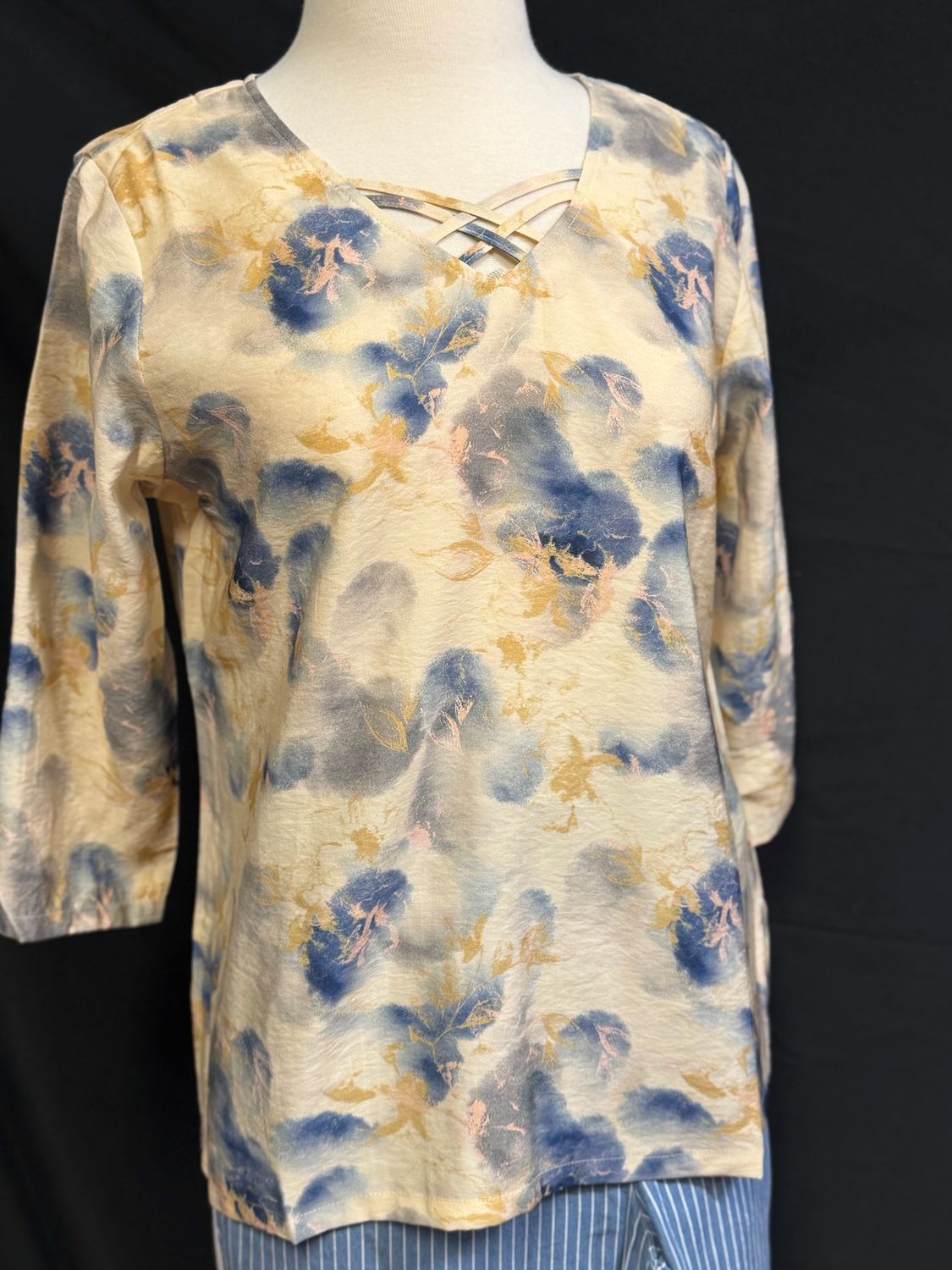 3/4 Sleeve Splash Print Top