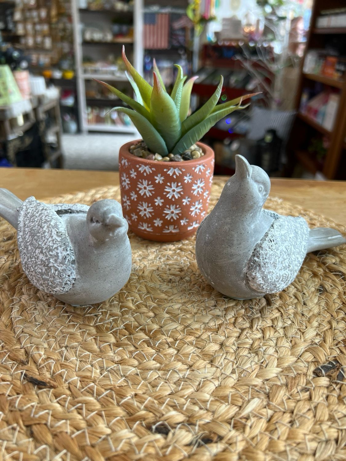 Grey &amp; White Bird Figurine