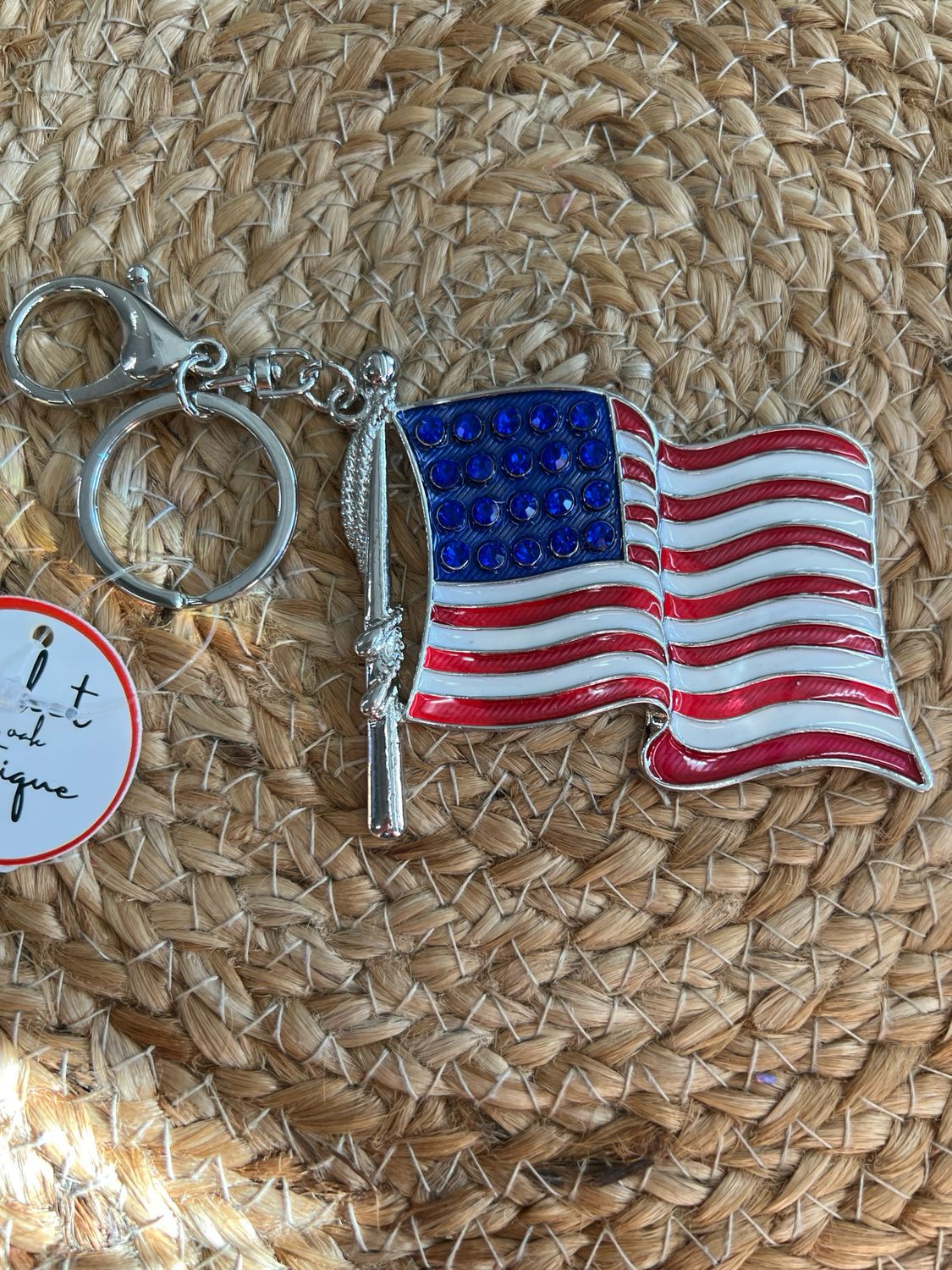 Sparkling Rhinestone Key Chain American USA Flag Sparkling Rhinestone Key Chain American USA Flag