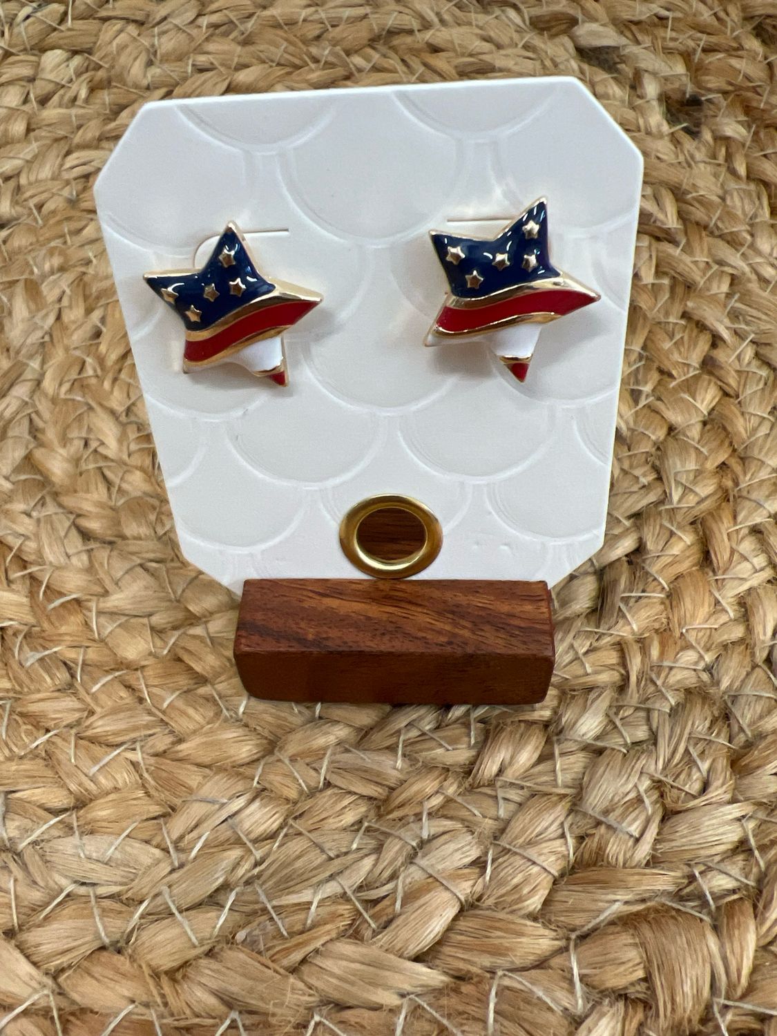 USA American Flag Enameled Earring Studs USA American Flag Enameled Earring Studs