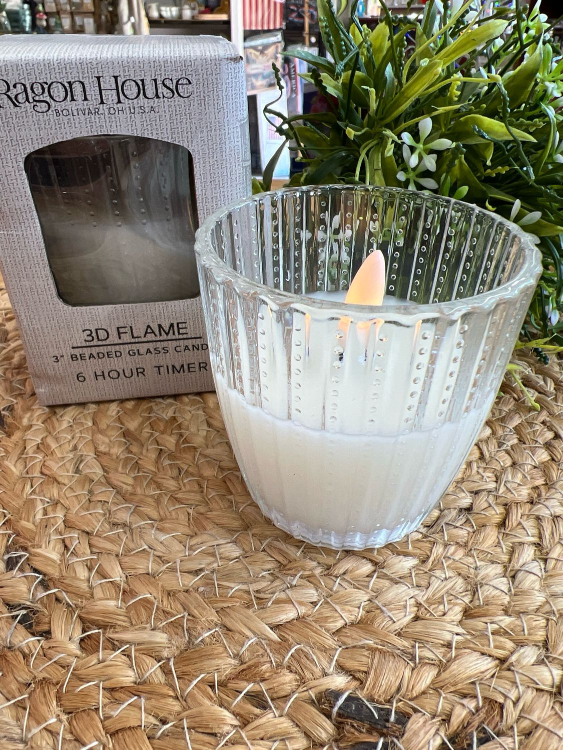 3" Beaded Glass Flameless Candle 3" Beaded Glass Flameless Candle