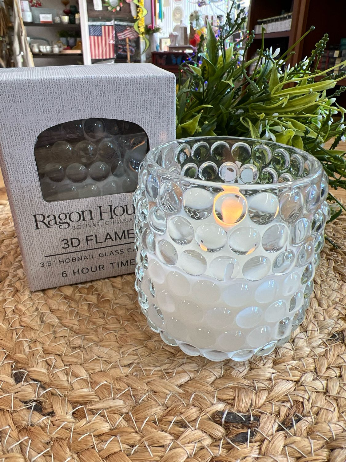 3.5" Hobnail Glass Flameless Candle 3.5" Hobnail Glass Flameless Candle