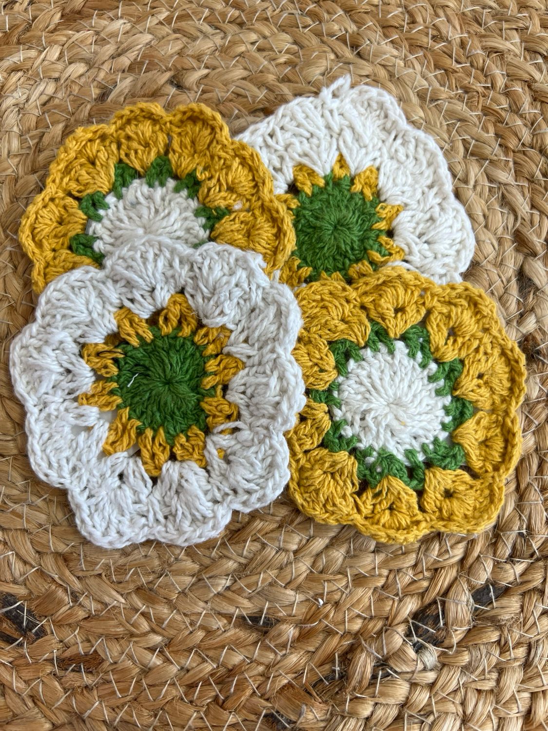 Crocheted Daisy Coaster Set
