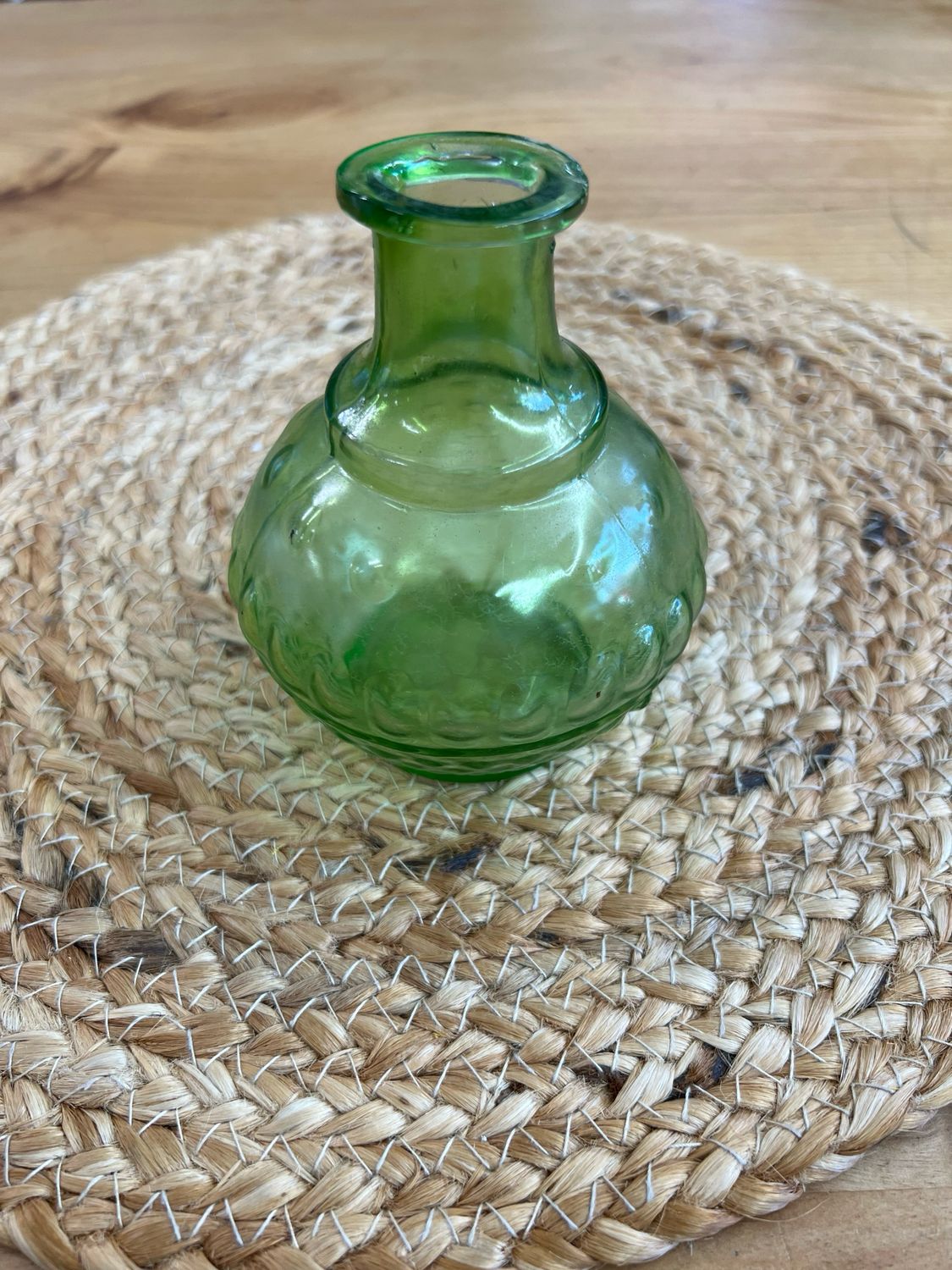 Green Dotted Glass Bud Vase Green Dotted Glass Bud Vase