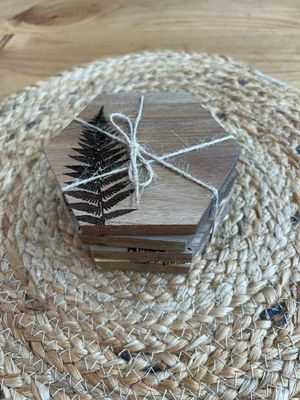 Fern Plant Engraved Wooden Coasters Fern Plant Engraved Wooden Coasters