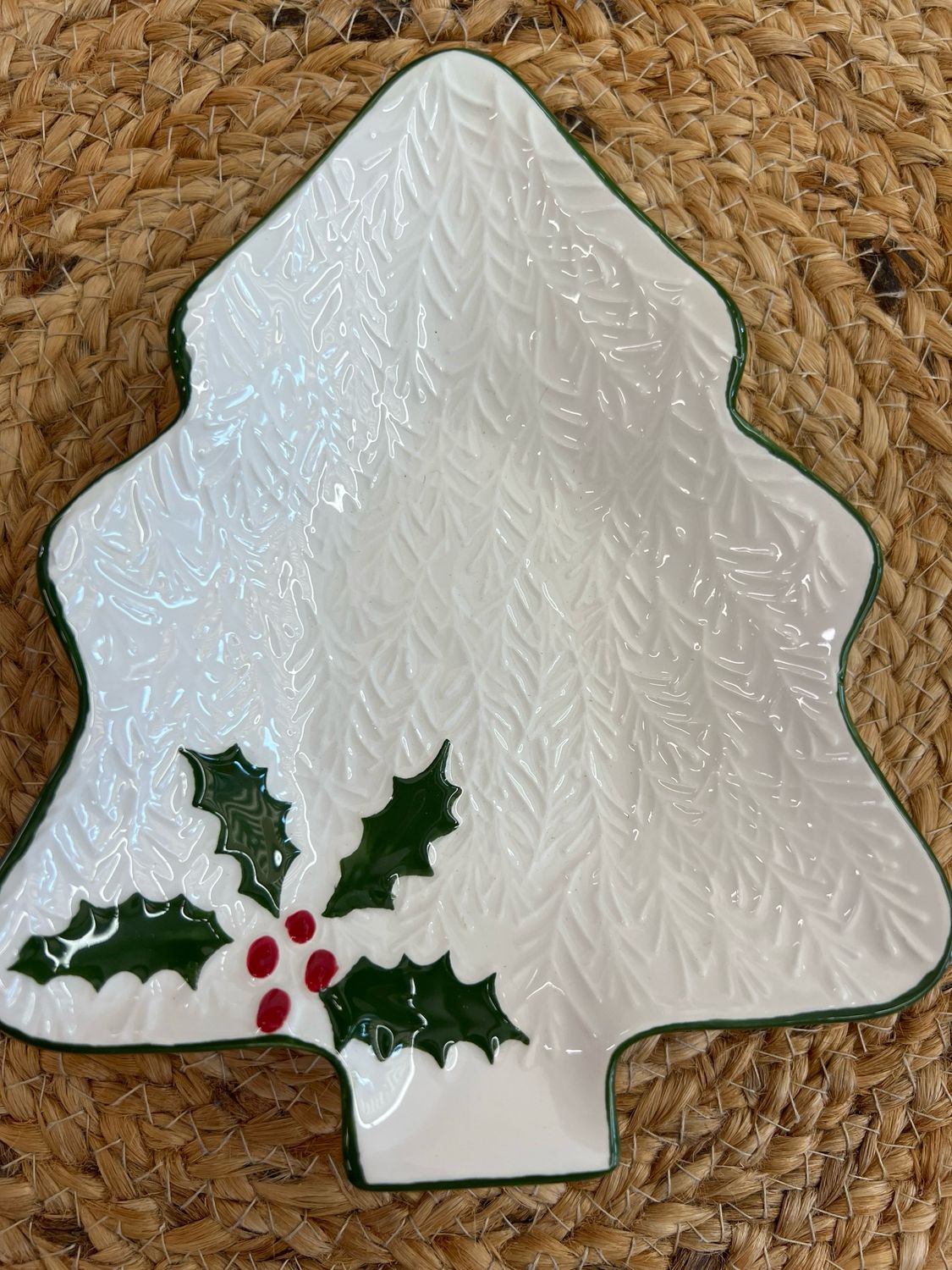 TAG Tree Dish with Holly Pattern