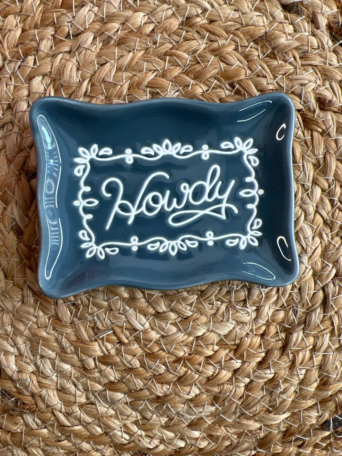 Howdy Blue Trinket Dish