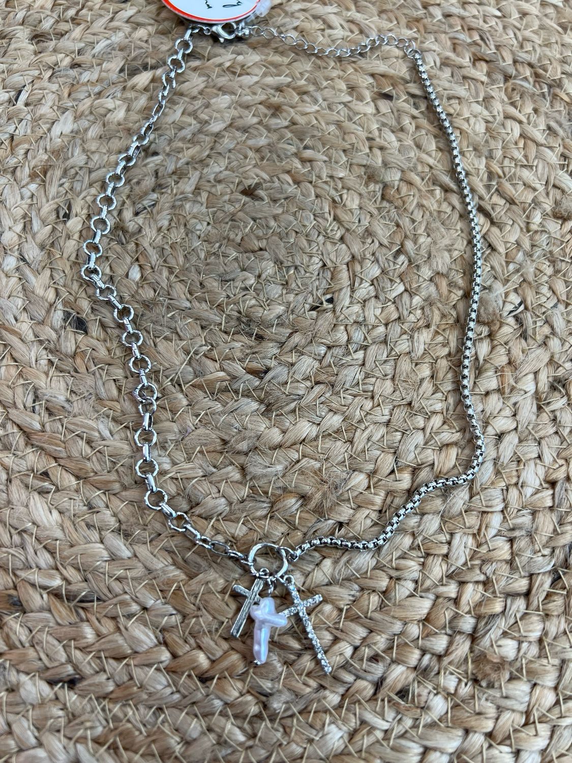 Triple Cross Silvertone Necklace Triple Cross Silvertone Necklace