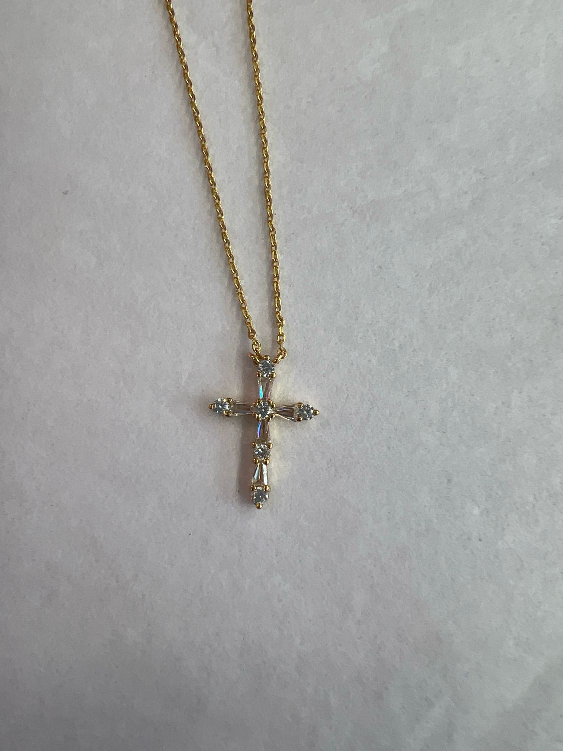 Baguette Rhinestone Cross Necklace Baguette Rhinestone Cross Necklace