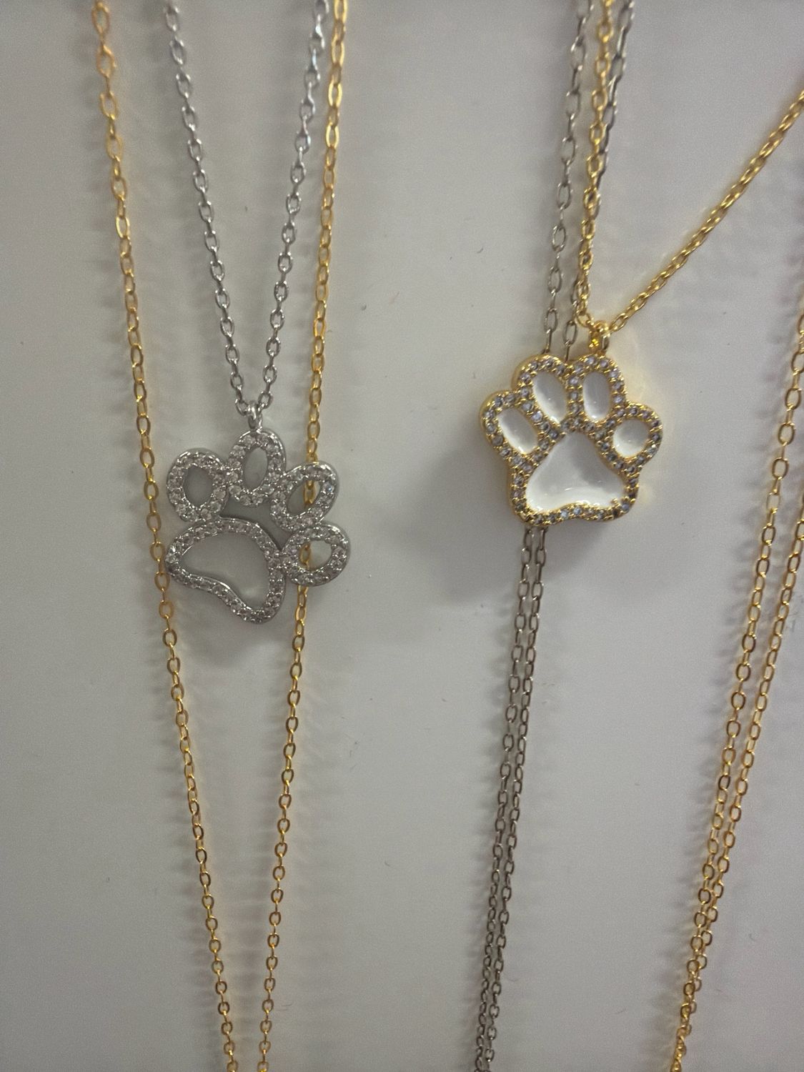 Rhinestone Tiger Paw Necklace