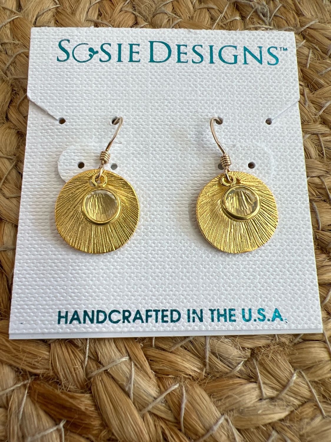 Matte Gold Crystal Earrings Matte Gold Crystal Earrings