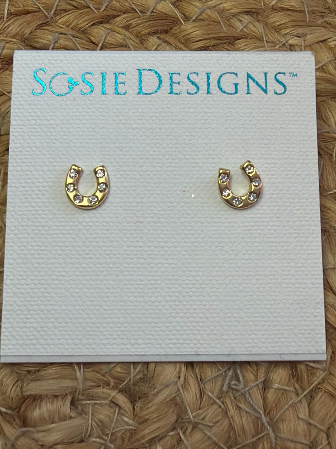 Golden Horseshoe Crystal Stud Earrings Golden Horseshoe Crystal Stud Earrings