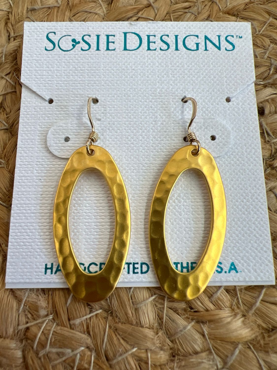 Gold Hammered Oval Earrings Gold Hammered Oval Earrings