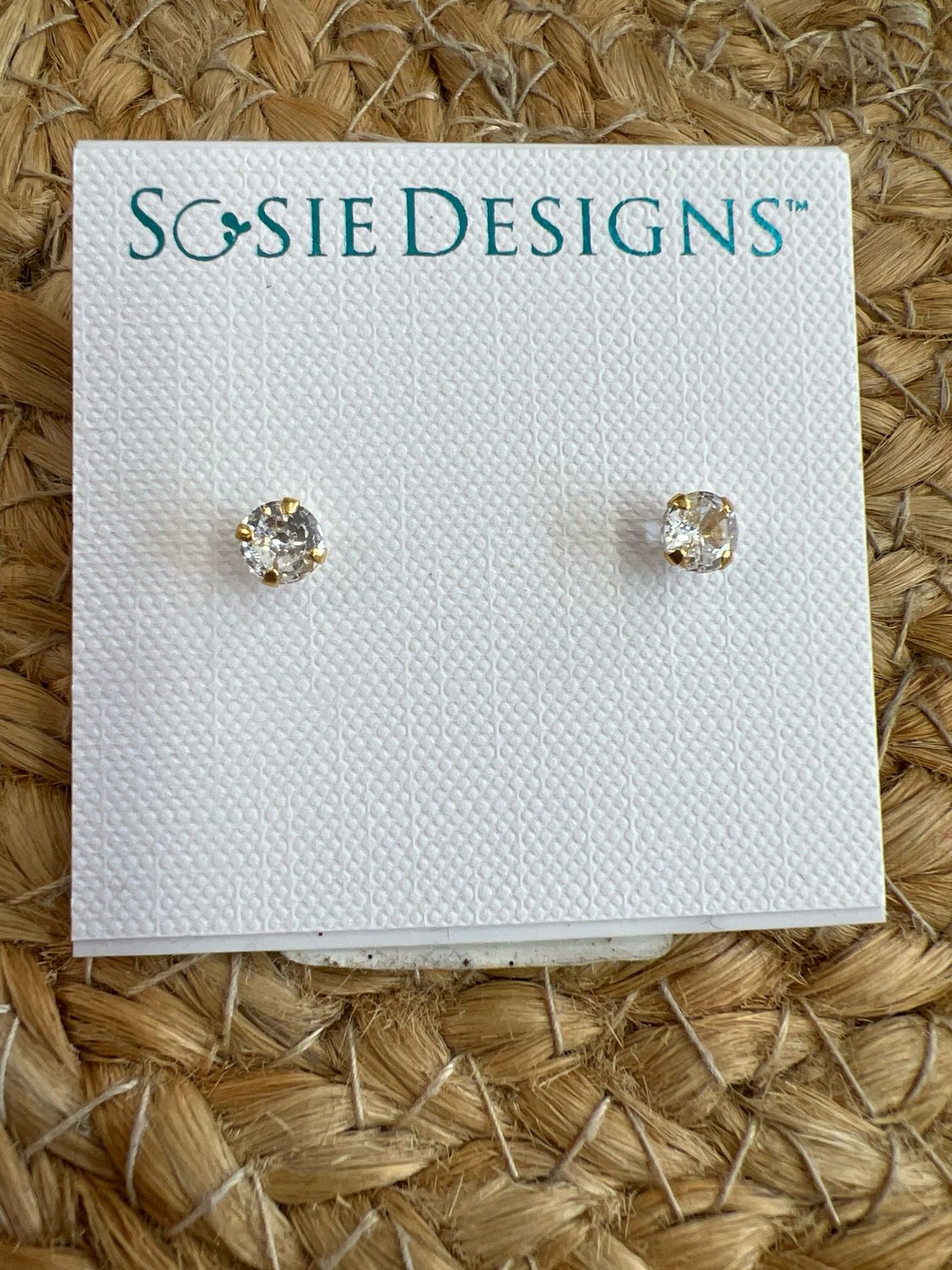 Golden Cubic Zirconia Round Studs Golden Cubic Zirconia Round Studs