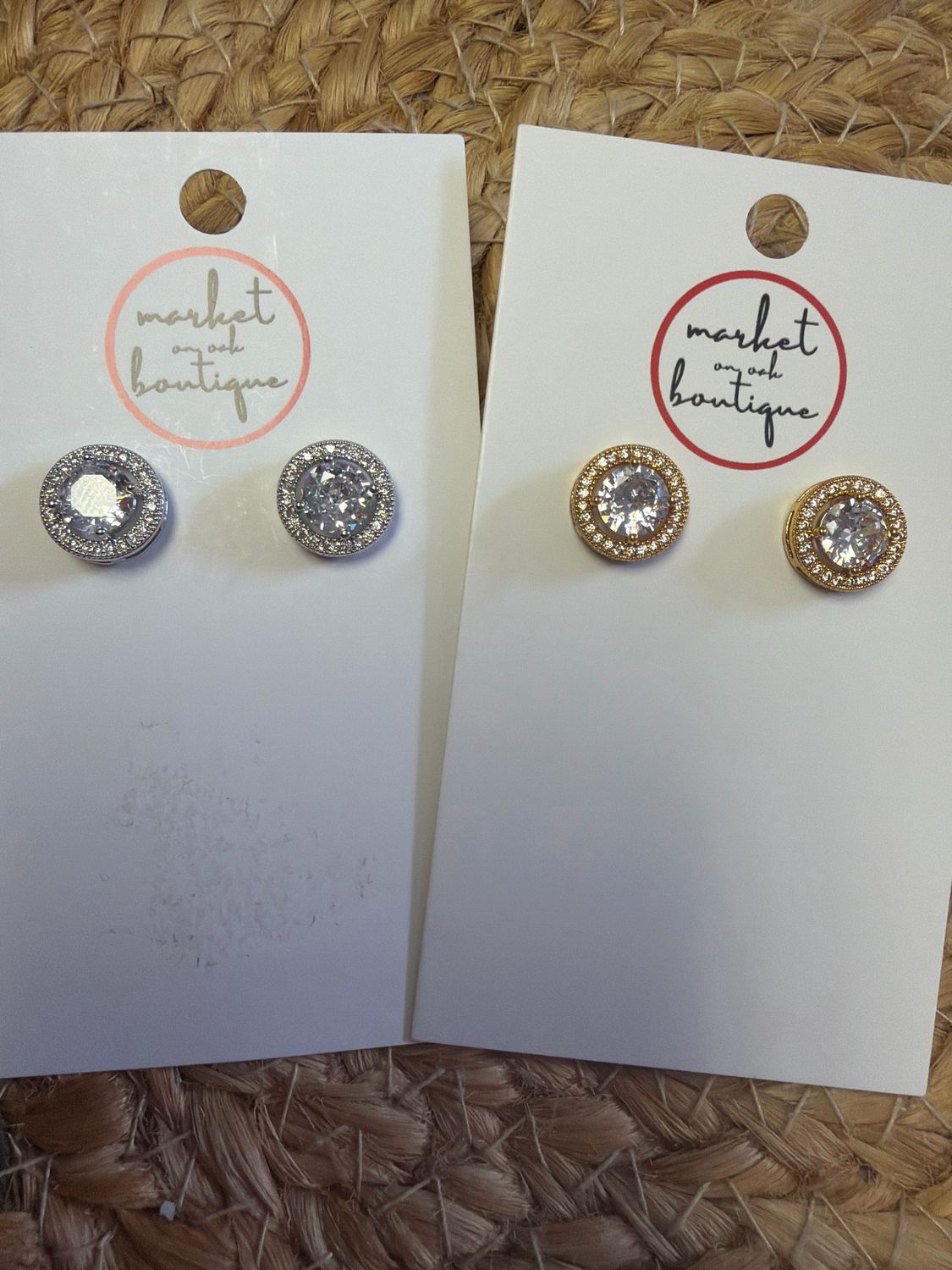 Cushioned Halo Rhinestone Earrings