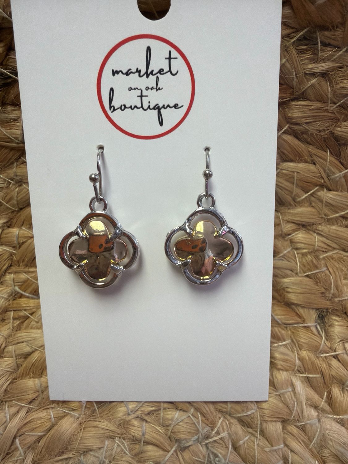 Quatrefoil Two Tone Earrings Quatrefoil Two Tone Earrings