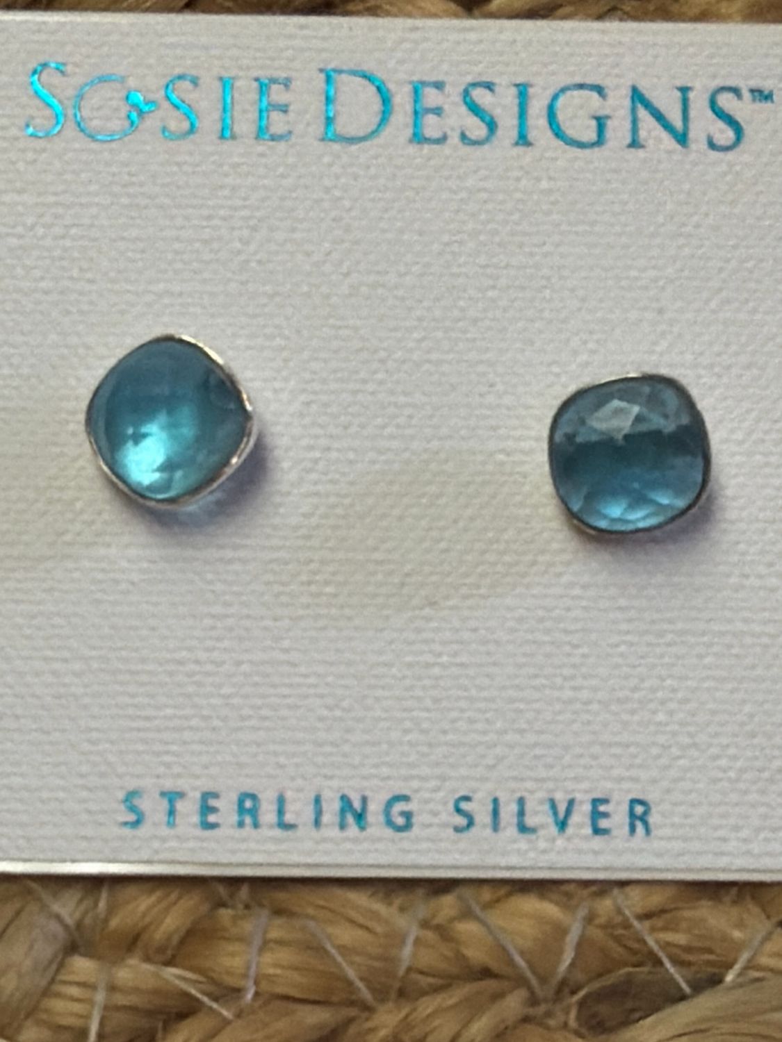 Sterling Silver Cushion Studs - Topaz Quartz Sterling Silver Cushion Studs - Topaz Quartz