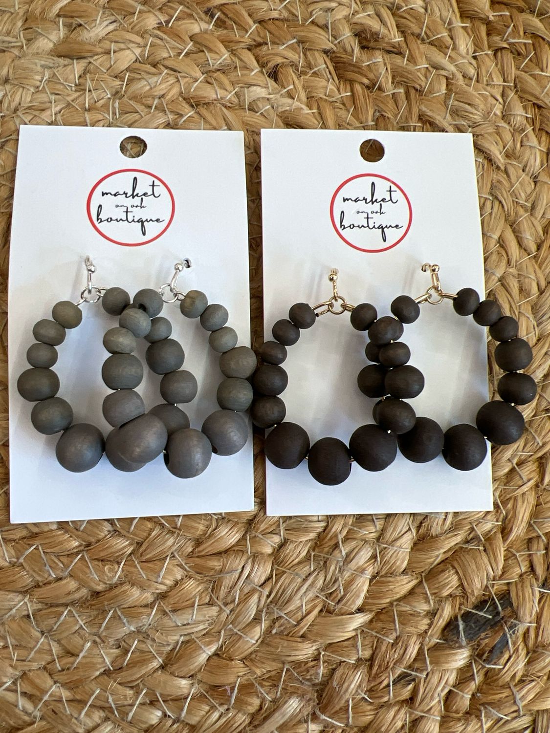 Oval Wooden Bead Earrings Oval Wooden Bead Earrings