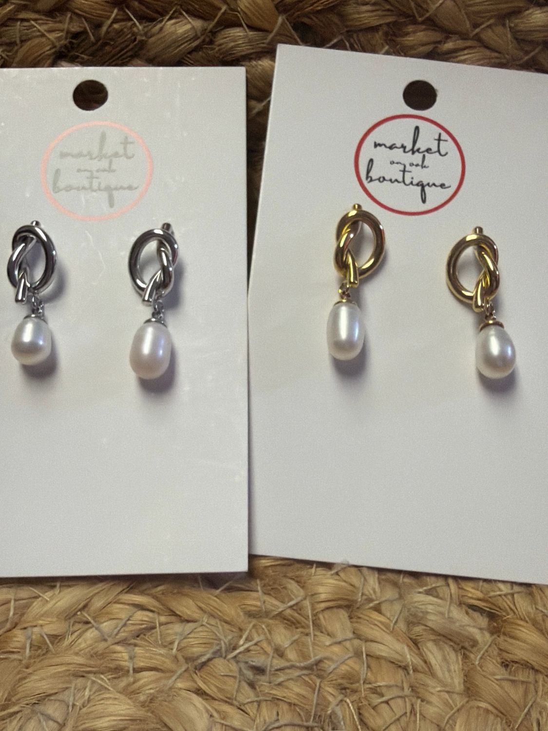 Knotted Pearl Drop Earrings Knotted Pearl Drop Earrings