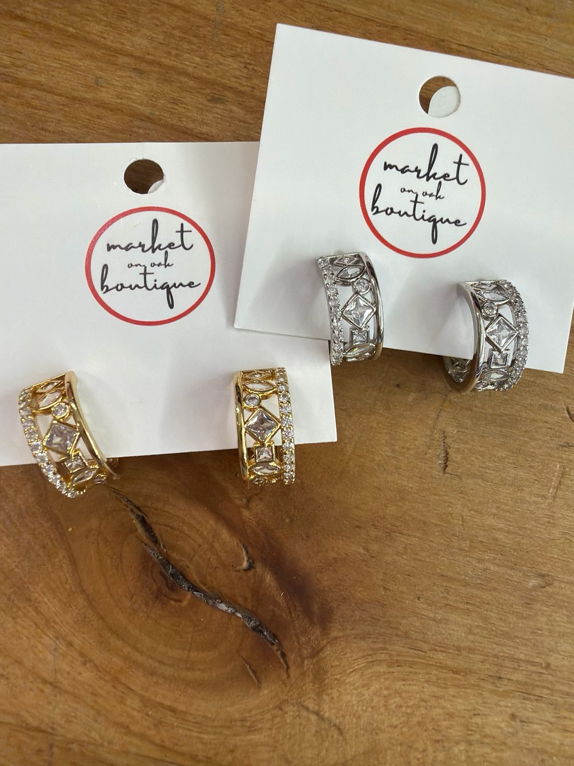 Rhinestone Open Hoop Earrings