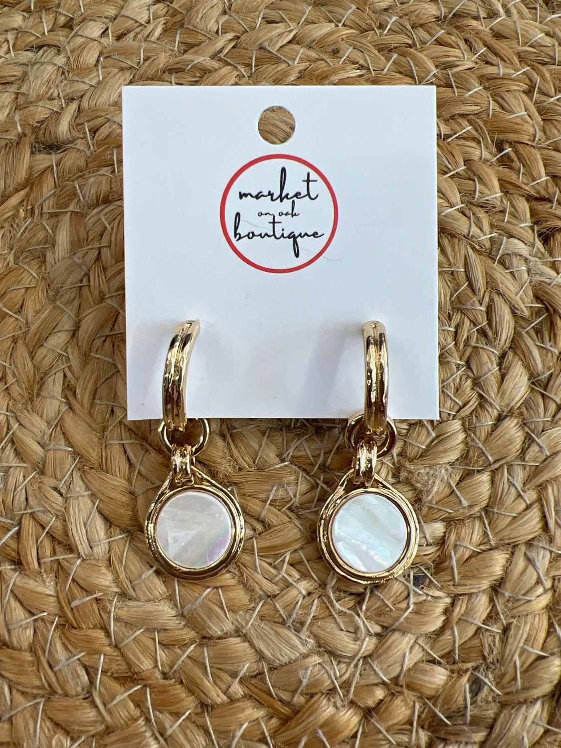 Gold & White Circle Drop Earrings Gold & White Circle Drop Earrings