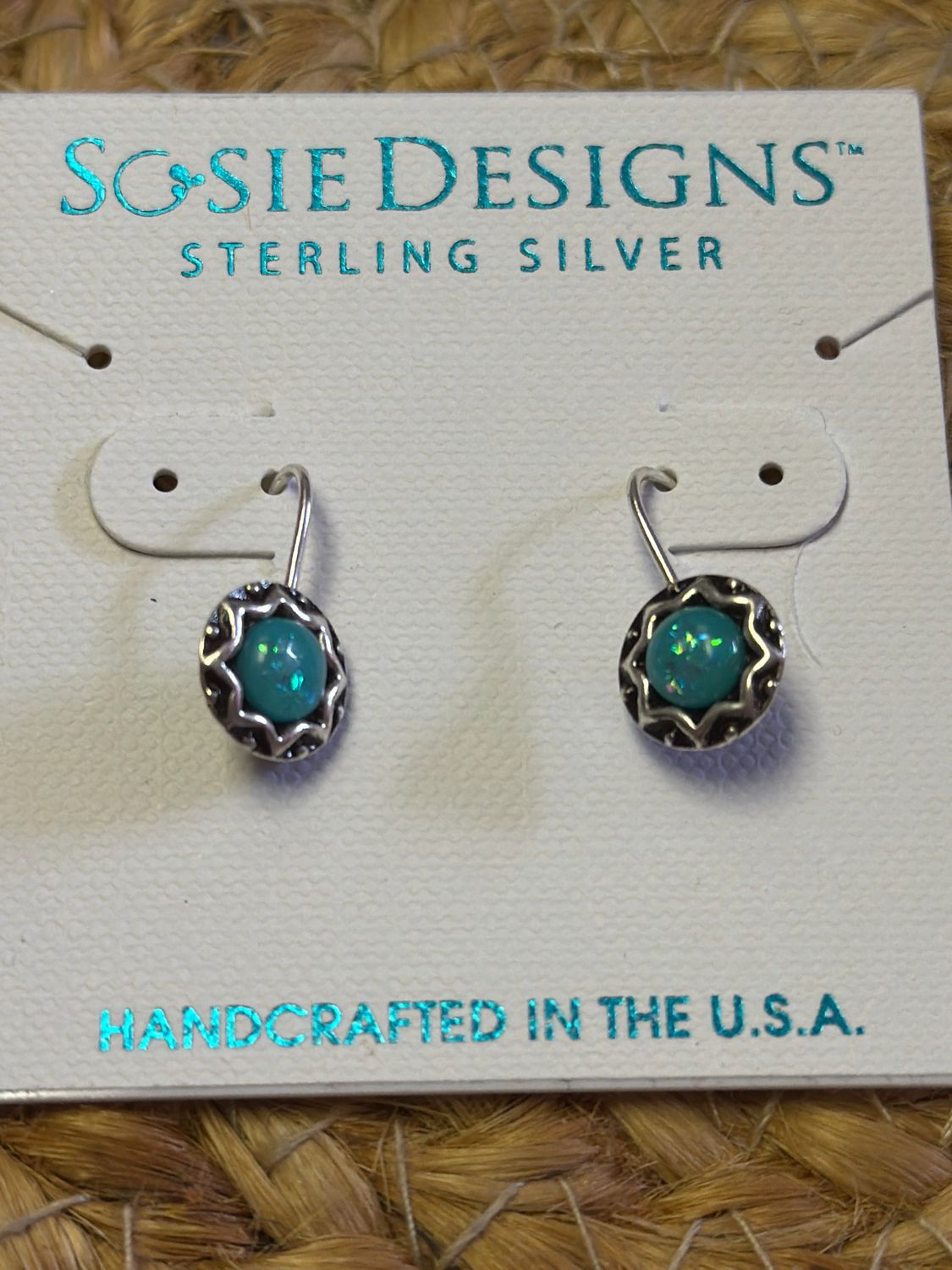 Sterling Silver Turquoise Iridescent Earrings Sterling Silver Turquoise Iridescent Earrings