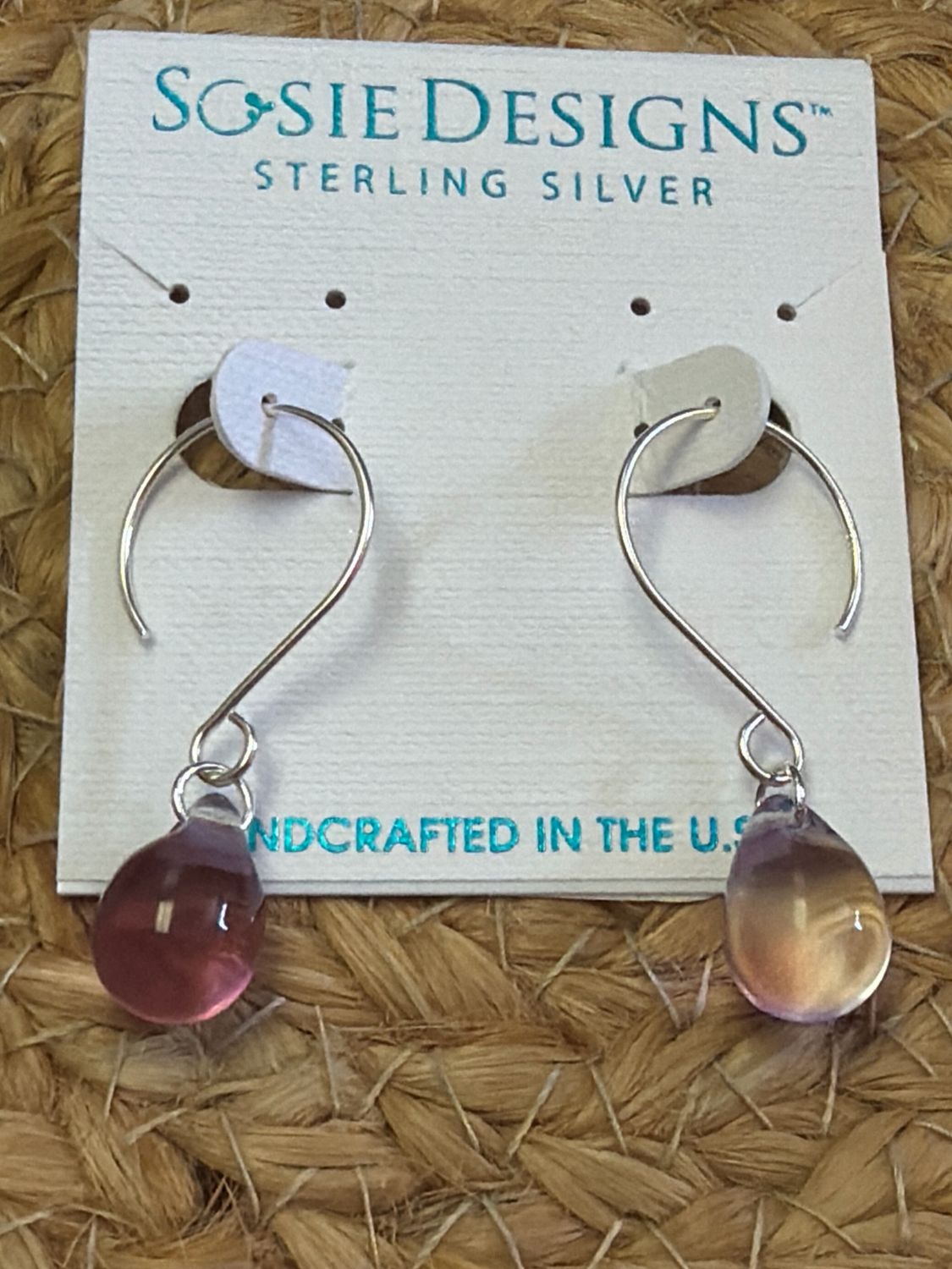 Red Violet Glass Teardrop Earrings Red Violet Glass Teardrop Earrings