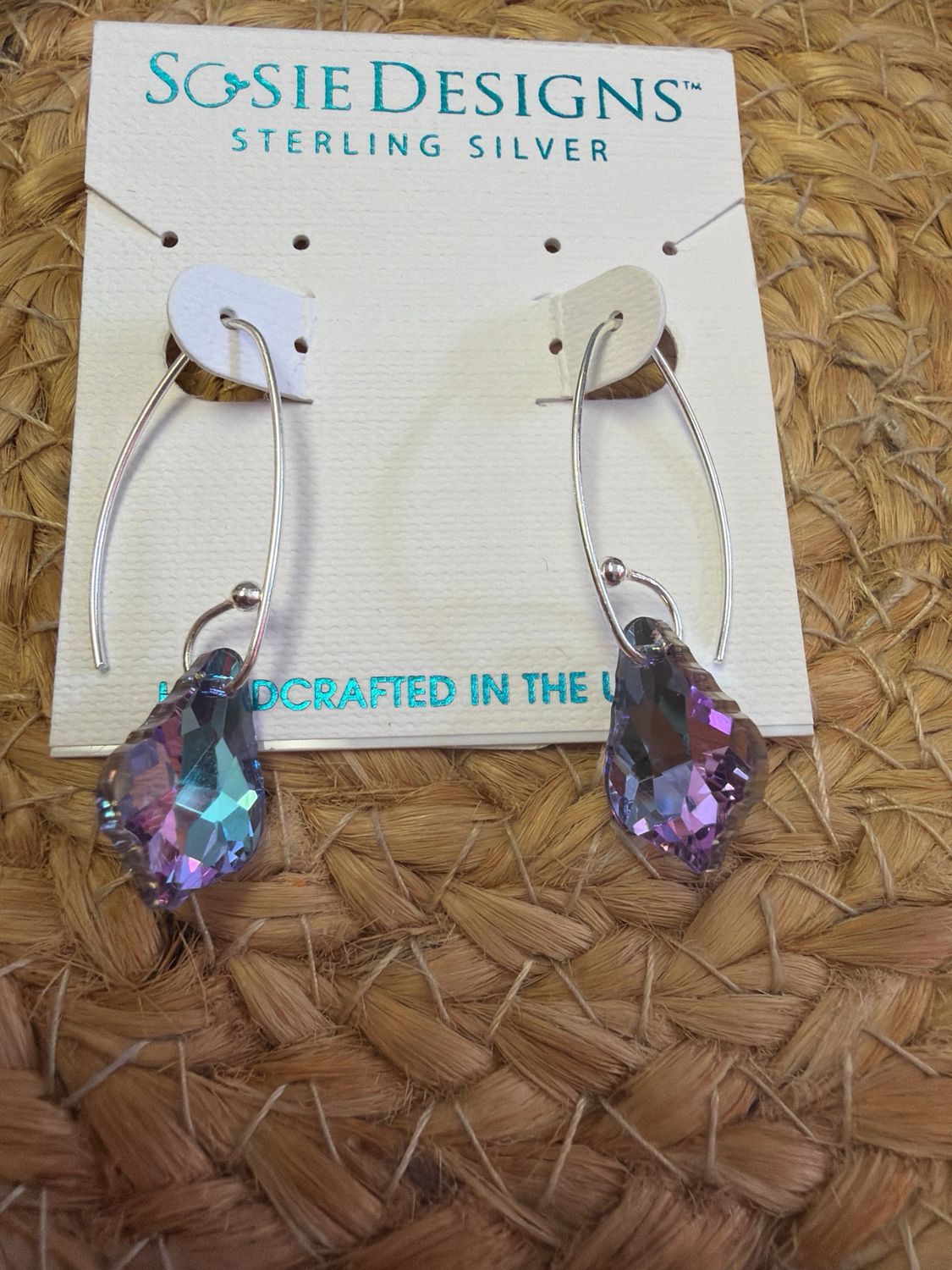 Sterling Silver Purple Crystal Drop Earrings Sterling Silver Purple Crystal Drop Earrings