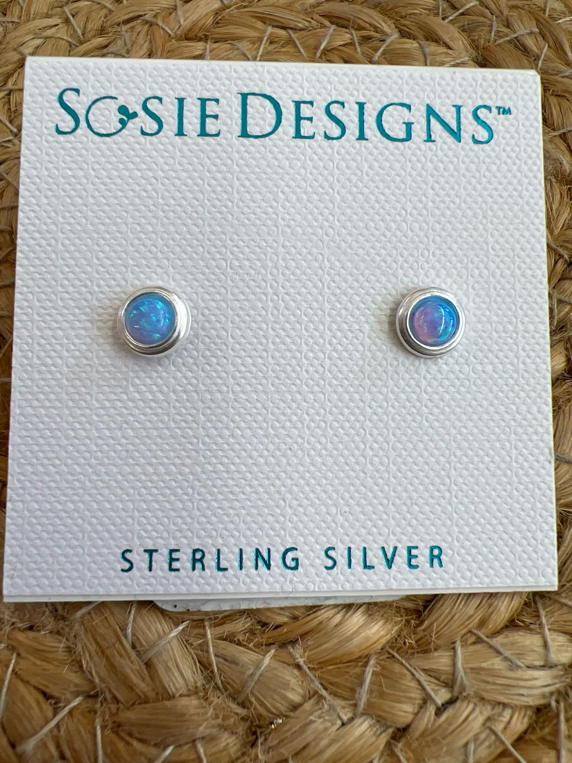 Sterling Silver Blue Azure Opal Studs Sterling Silver Blue Azure Opal Studs