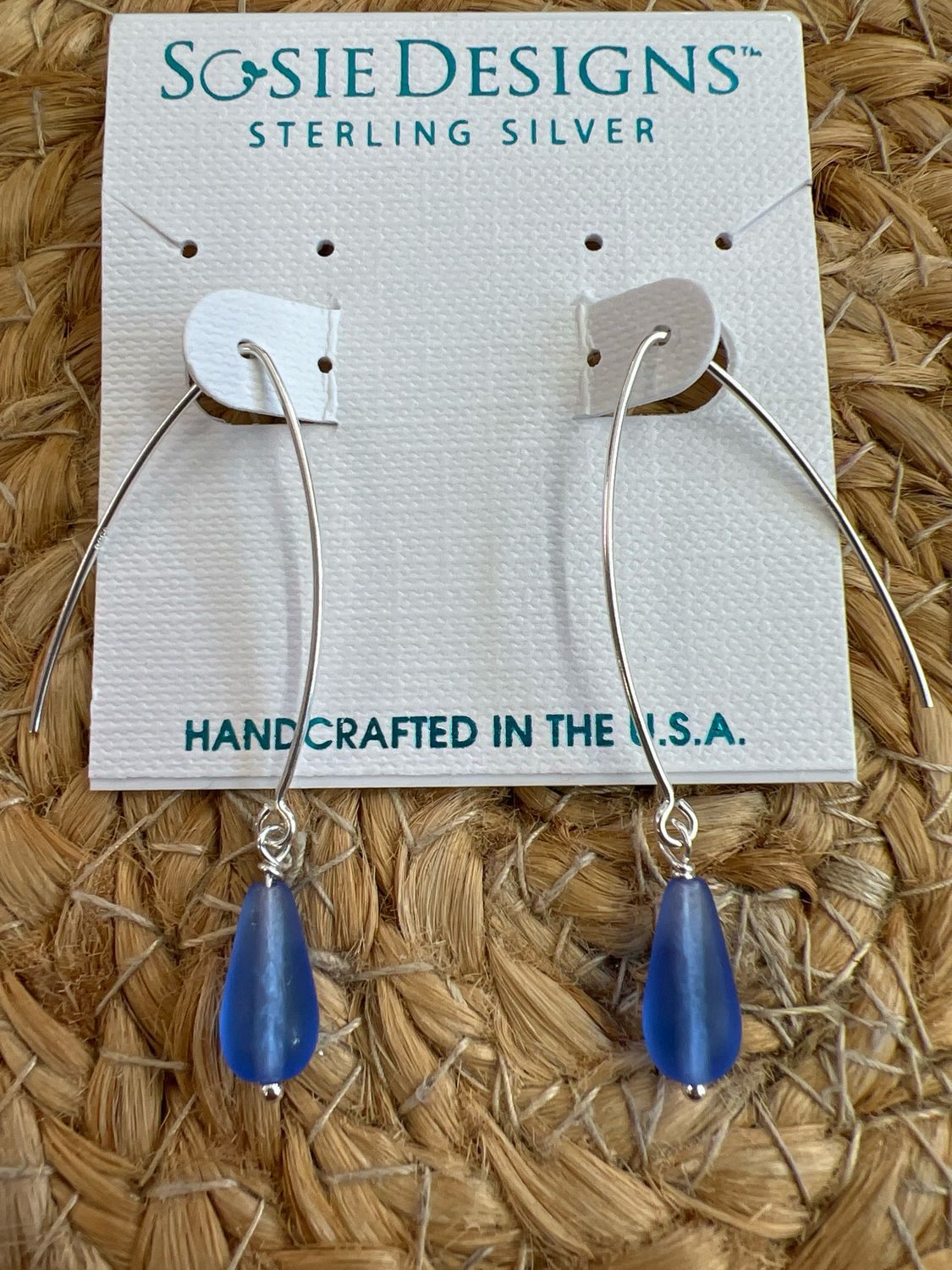 Eco Glass Sapphire Blue Droplet Earrings Eco Glass Sapphire Blue Droplet Earrings