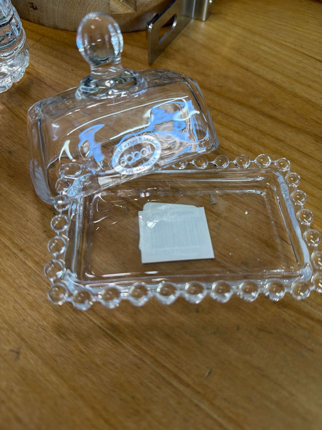 Clear Glass Dot Covered Dish