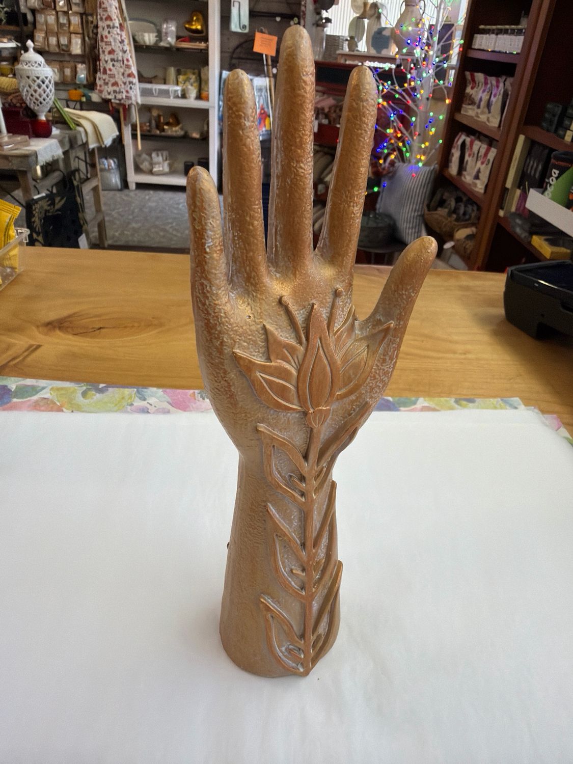 10" Floral Hand Jewelry Holder