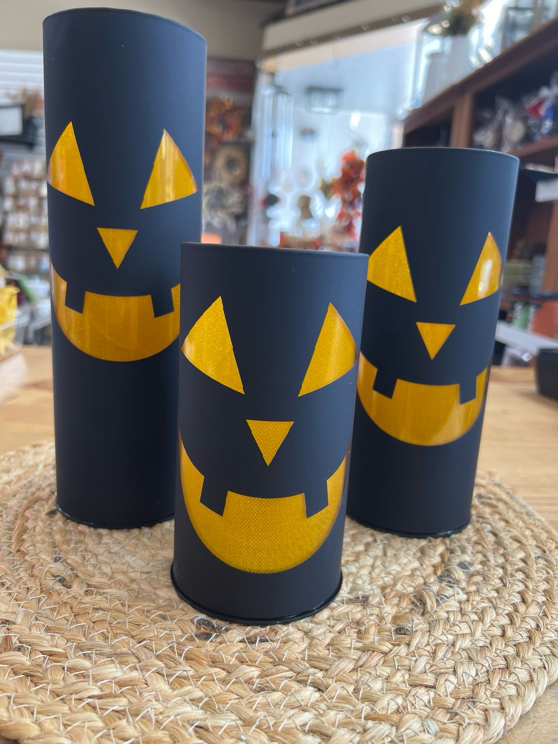Black & Gold Jack O Lantern LED Luminary Black & Gold Jack O Lantern LED Luminary