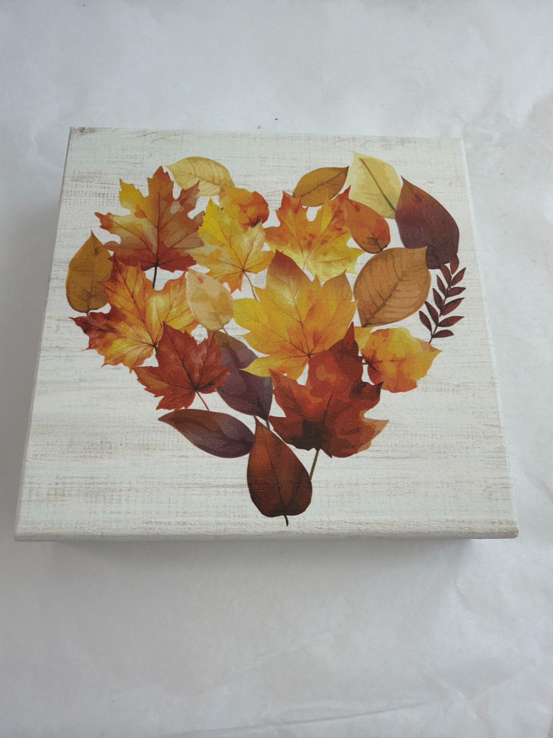 Leaf Heart Collage Block Sign Leaf Heart Collage Block Sign