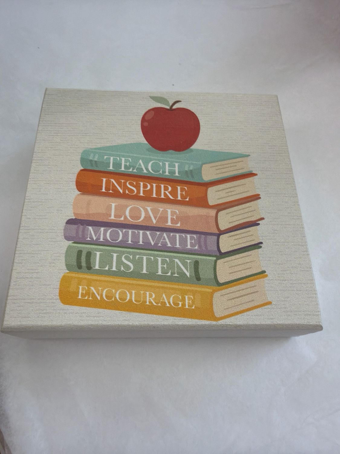 Book Stack with Apple Block Sign Book Stack with Apple Block Sign